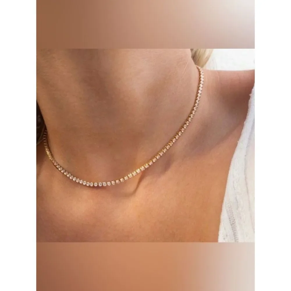 Classic Gold Tennis Necklace A1887